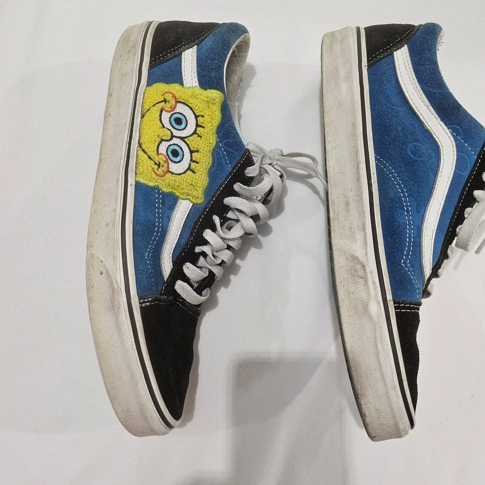 Vans Old Skool SpongeBob SquarePants Blue Black Suede Sneakers Mens 10 721356